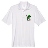 LOVE Paraprofessional Life St Patrick's Day Shamrock Leopard Men's Origin Performance Pique Polo