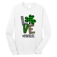 LOVE Paraprofessional Life St Patrick's Day Shamrock Leopard Long Sleeve Shirt