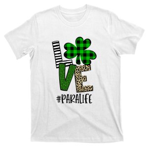 LOVE Paraprofessional Life St Patrick's Day Shamrock Leopard T-Shirt