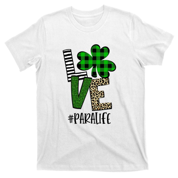 LOVE Paraprofessional Life St Patrick's Day Shamrock Leopard T-Shirt