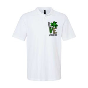 LOVE Paraprofessional Life St Patrick's Day Shamrock Leopard Softstyle Adult Sport Polo