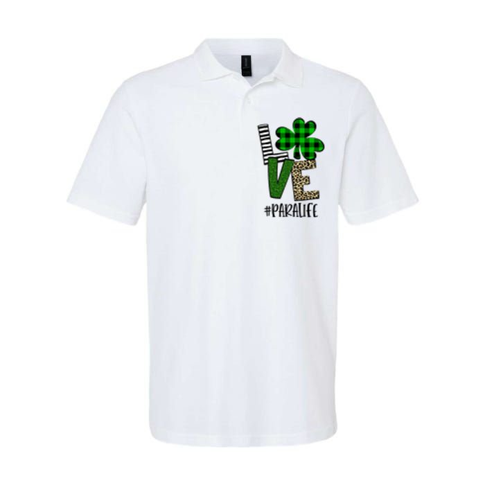 LOVE Paraprofessional Life St Patrick's Day Shamrock Leopard Softstyle Adult Sport Polo