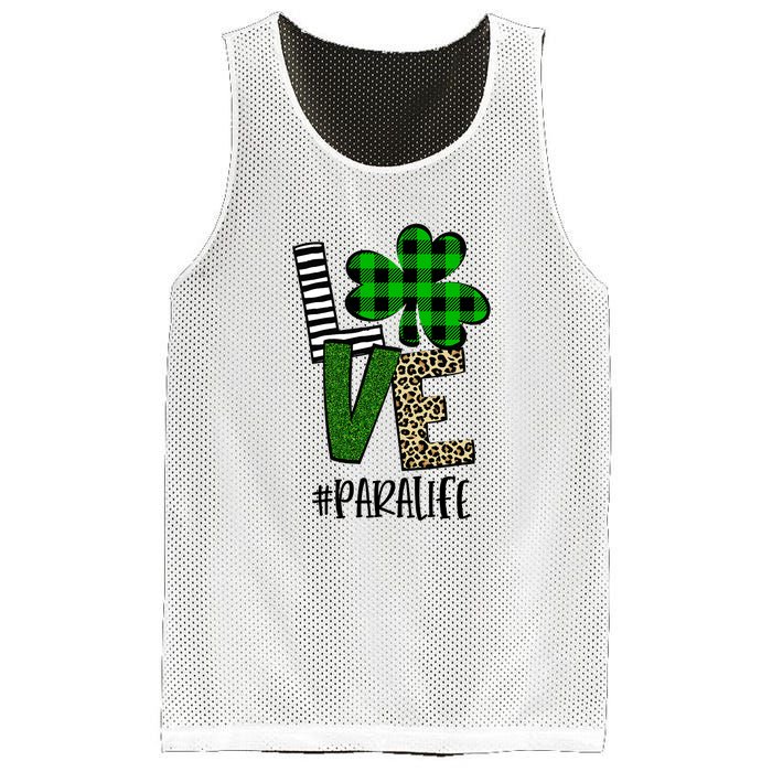 LOVE Paraprofessional Life St Patrick's Day Shamrock Leopard Mesh Reversible Basketball Jersey Tank