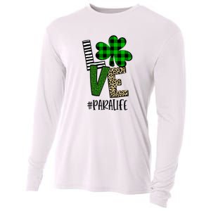 LOVE Paraprofessional Life St Patrick's Day Shamrock Leopard Cooling Performance Long Sleeve Crew