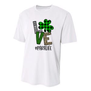 LOVE Paraprofessional Life St Patrick's Day Shamrock Leopard Performance Sprint T-Shirt