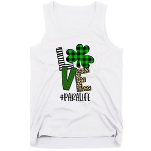 LOVE Paraprofessional Life St Patrick's Day Shamrock Leopard Tank Top