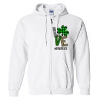 LOVE Paraprofessional Life St Patrick's Day Shamrock Leopard Full Zip Hoodie