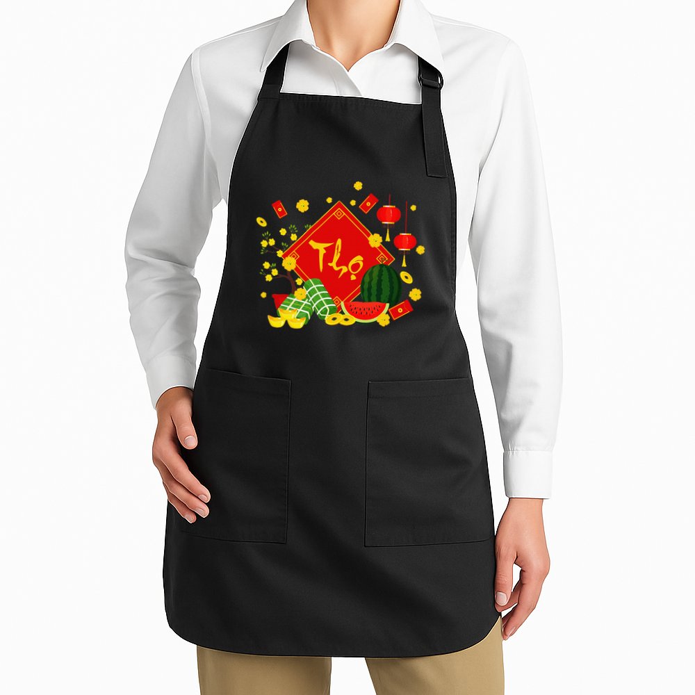 Longevity Phuc Loc Tho Tet Holiday Happy Vietnamese New Year Apron
