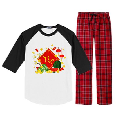 Longevity Phuc Loc Tho Tet Holiday Happy Vietnamese New Year Raglan Sleeve Pajama Set