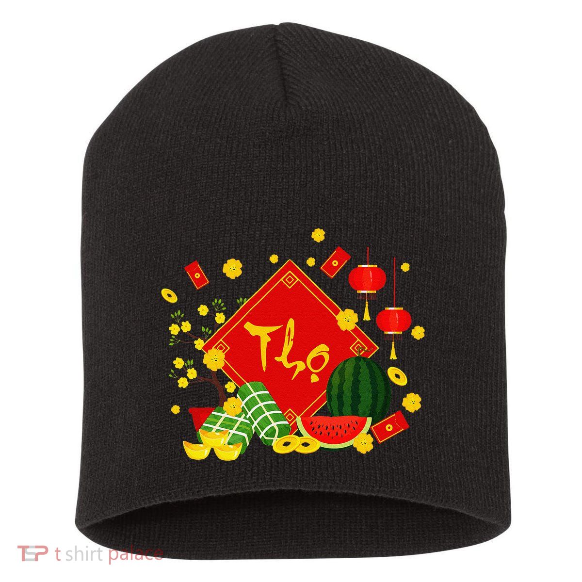 Longevity Phuc Loc Tho Tet Holiday Happy Vietnamese New Year Short Acrylic Beanie