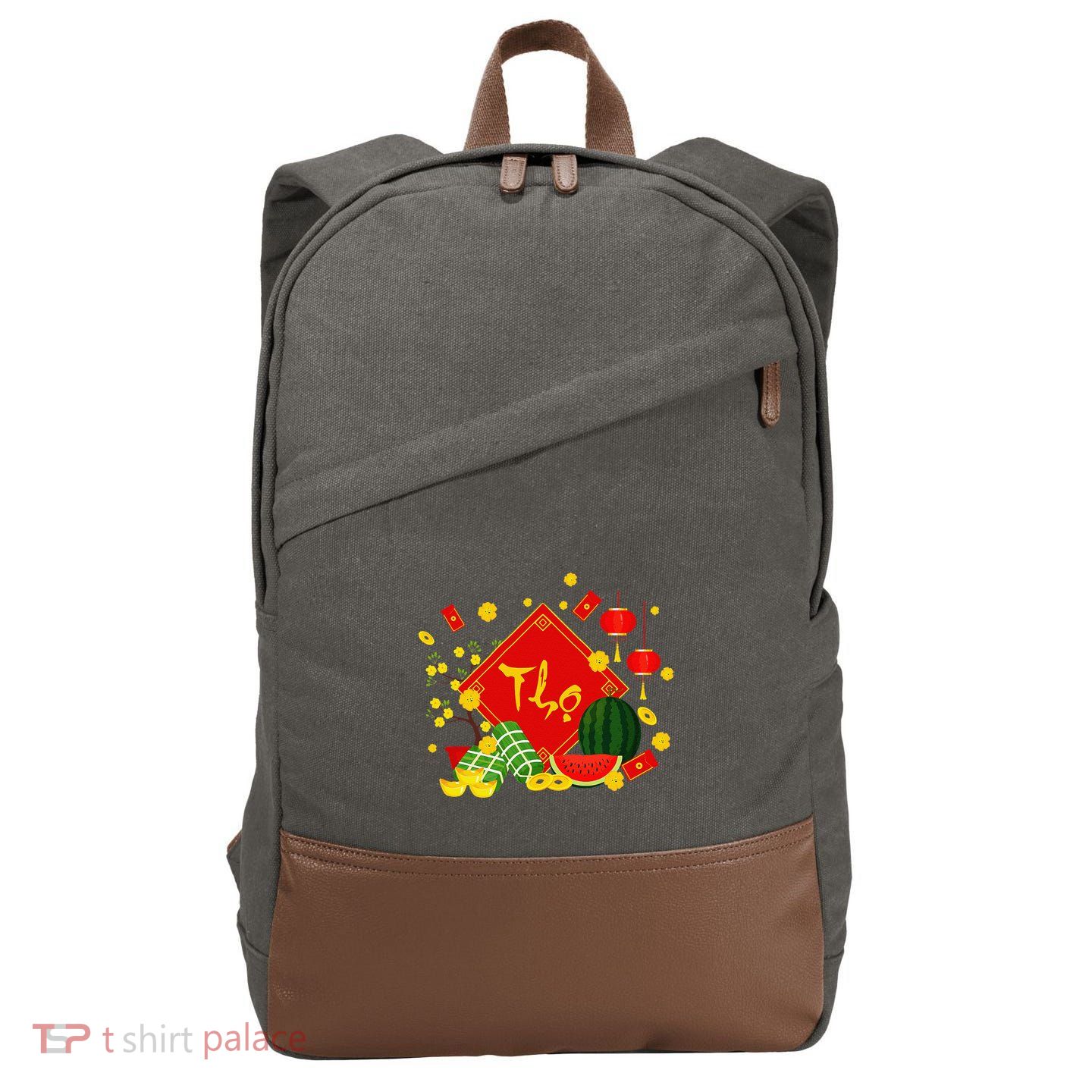 Longevity Phuc Loc Tho Tet Holiday Happy Vietnamese New Year Cotton Canvas Backpack