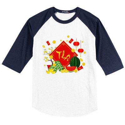 Longevity Phuc Loc Tho Tet Holiday Happy Vietnamese New Year Baseball Sleeve Shirt