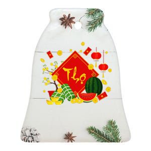 Longevity Phuc Loc Tho Tet Holiday Happy Vietnamese New Year Ceramic Bell Ornament