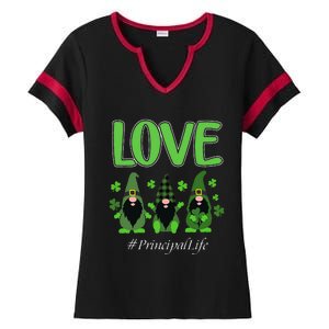 Love Principal Life Gnome Shamrock Saint Patrick's Day Ladies Halftime Notch Neck Tee