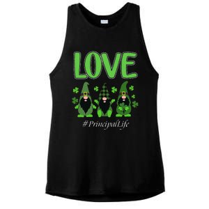 Love Principal Life Gnome Shamrock Saint Patrick's Day Ladies PosiCharge Tri-Blend Wicking Tank