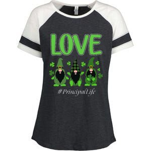 Love Principal Life Gnome Shamrock Saint Patrick's Day Enza Ladies Jersey Colorblock Tee