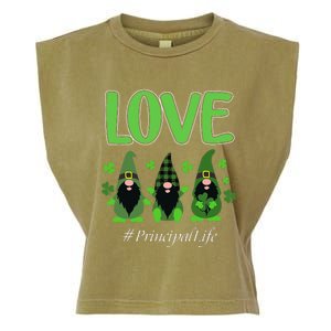 Love Principal Life Gnome Shamrock Saint Patrick's Day Garment-Dyed Women's Muscle Tee