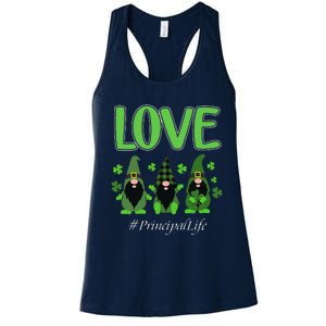 Love Principal Life Gnome Shamrock Saint Patrick's Day Women's Racerback Tank