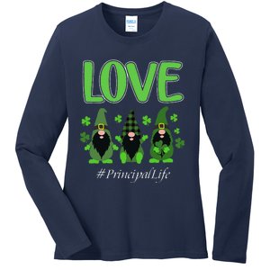 Love Principal Life Gnome Shamrock Saint Patrick's Day Ladies Long Sleeve Shirt