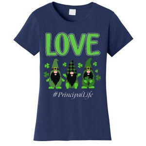 Love Principal Life Gnome Shamrock Saint Patrick's Day Women's T-Shirt