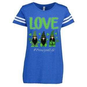 Love Principal Life Gnome Shamrock Saint Patrick's Day Enza Ladies Jersey Football T-Shirt