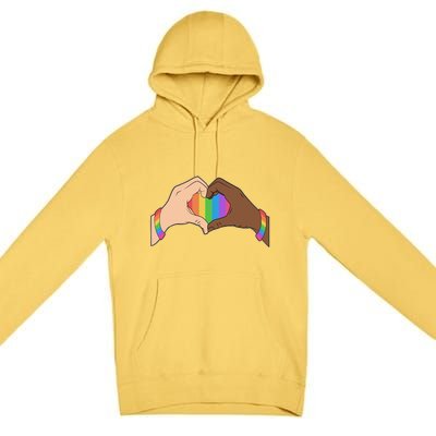 LGBT Pride Love Heart Hands Premium Pullover Hoodie