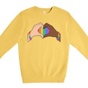 LGBT Pride Love Heart Hands Premium Crewneck Sweatshirt