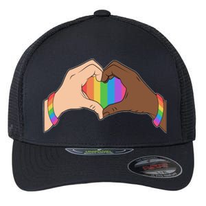 LGBT Pride Love Heart Hands Flexfit Unipanel Trucker Cap