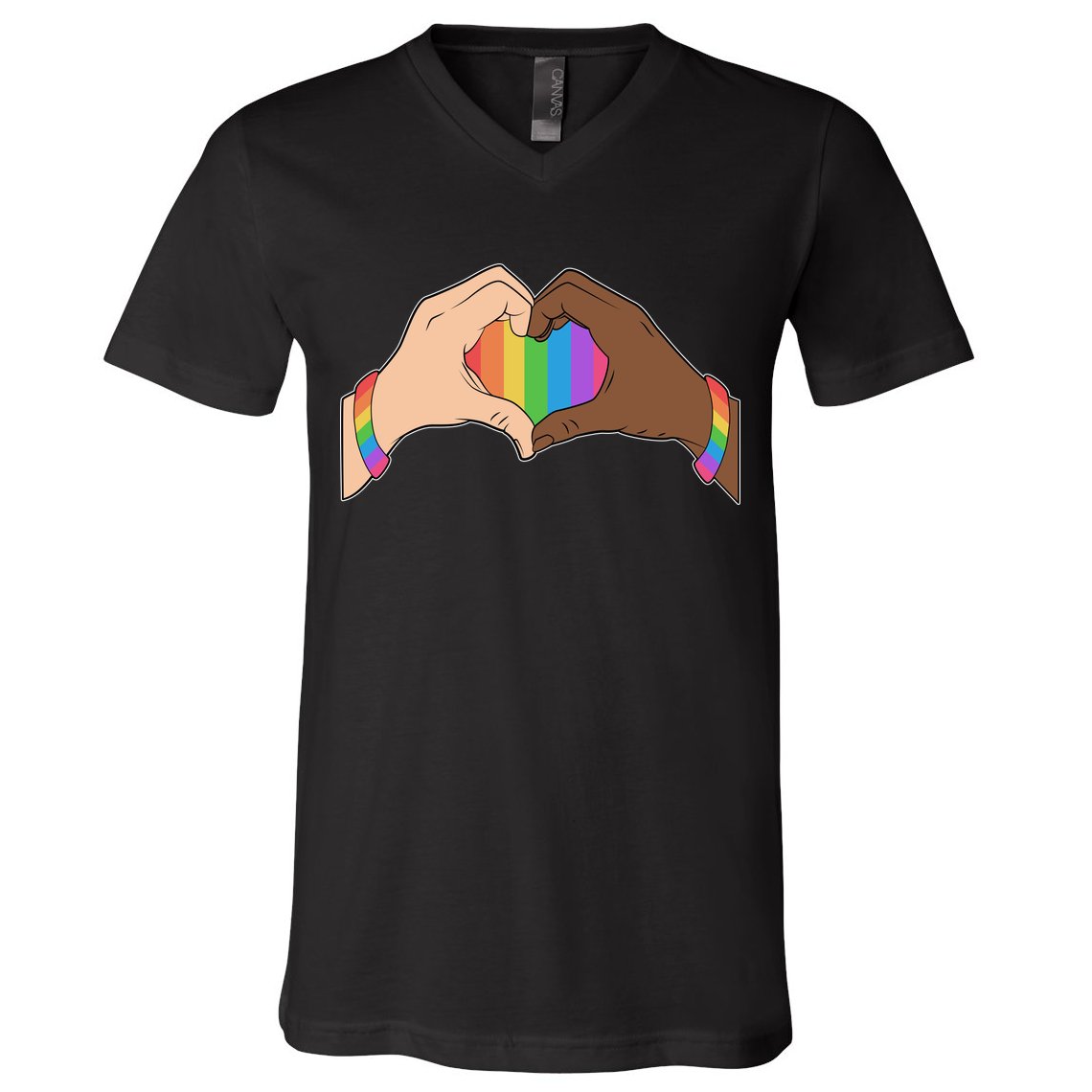 LGBT Pride Love Heart Hands V-Neck T-Shirt