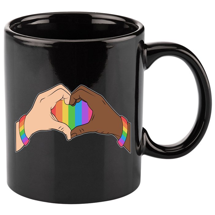 LGBT Pride Love Heart Hands 11oz C Handle Ceramic Mug