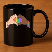 LGBT Pride Love Heart Hands 11oz C Handle Ceramic Mug