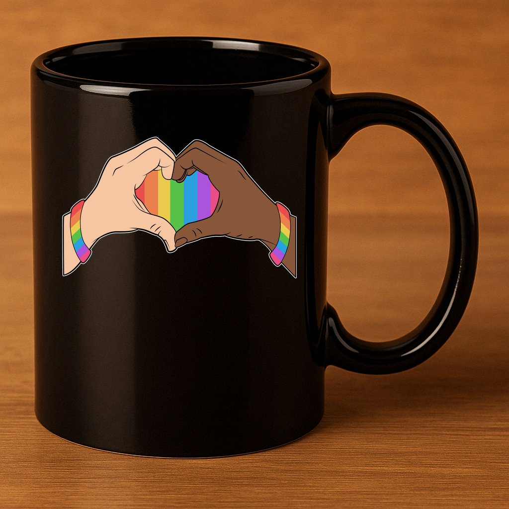 LGBT Pride Love Heart Hands 11oz C Handle Ceramic Mug