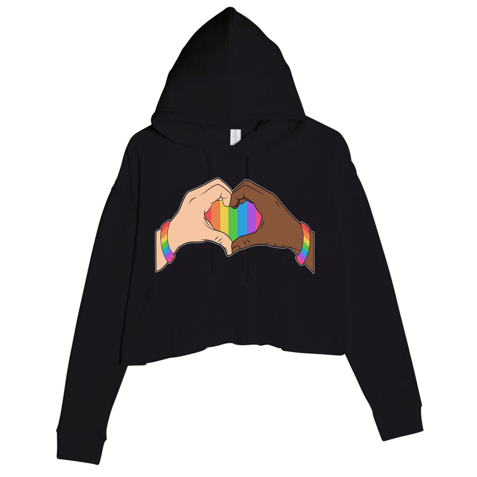 LGBT Pride Love Heart Hands Crop Fleece Hoodie