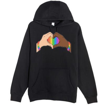 LGBT Pride Love Heart Hands Premium Pullover Hoodie
