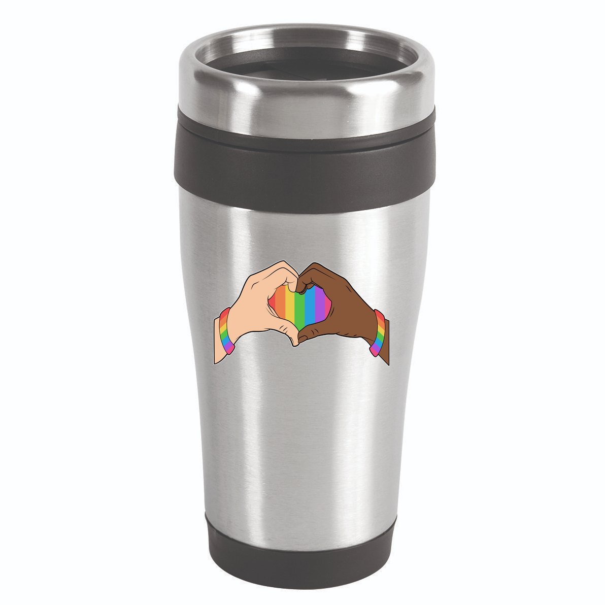 LGBT Pride Love Heart Hands 16oz Travel Tumbler