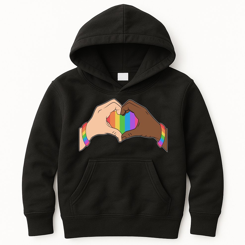 LGBT Pride Love Heart Hands Kids Hoodie