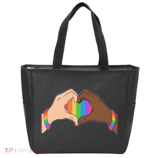 LGBT Pride Love Heart Hands Zip Tote Bag