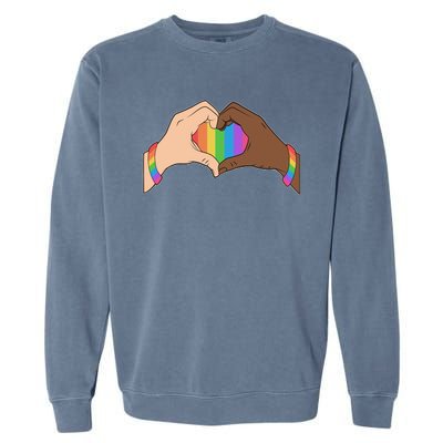 LGBT Pride Love Heart Hands Garment-Dyed Sweatshirt