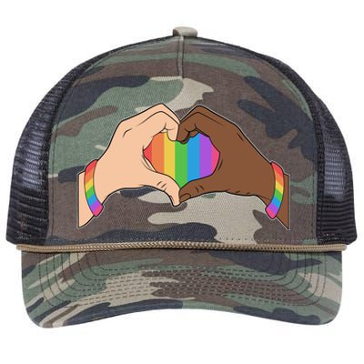 LGBT Pride Love Heart Hands Retro Rope Trucker Hat Cap