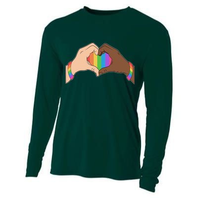 LGBT Pride Love Heart Hands Cooling Performance Long Sleeve Crew