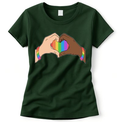 LGBT Pride Love Heart Hands Womens T-Shirt