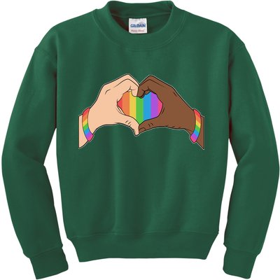 LGBT Pride Love Heart Hands Kids Sweatshirt