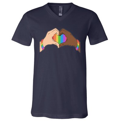 LGBT Pride Love Heart Hands V-Neck T-Shirt