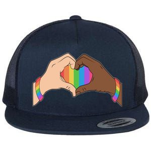 LGBT Pride Love Heart Hands Flat Bill Trucker Hat