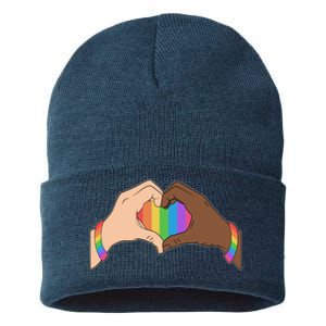 LGBT Pride Love Heart Hands Sustainable Knit Beanie