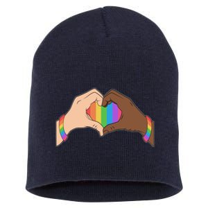 LGBT Pride Love Heart Hands Short Acrylic Beanie