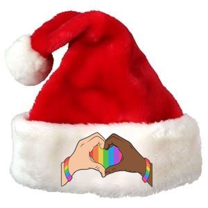 LGBT Pride Love Heart Hands Premium Christmas Santa Hat