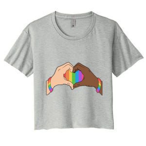 LGBT Pride Love Heart Hands Women's Crop Top Tee