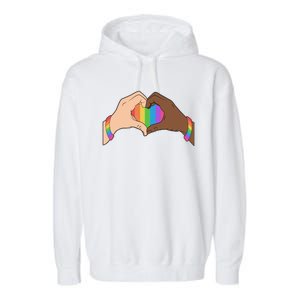 LGBT Pride Love Heart Hands Garment-Dyed Fleece Hoodie