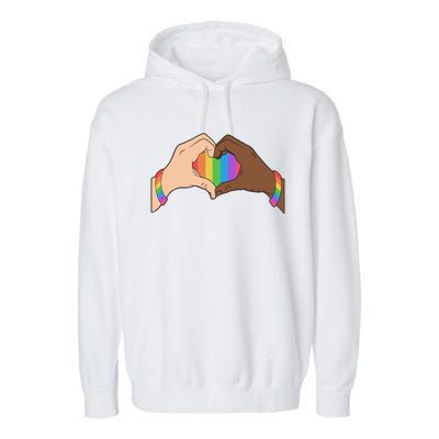 LGBT Pride Love Heart Hands Garment-Dyed Fleece Hoodie